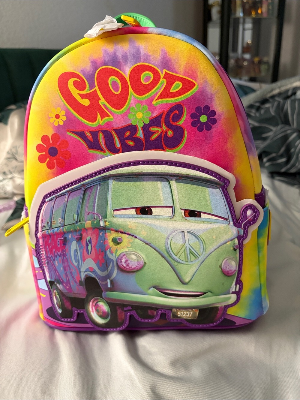 Disney Tie-Dye 'Good Vibes' Kids Backpack with Green Van Graphic